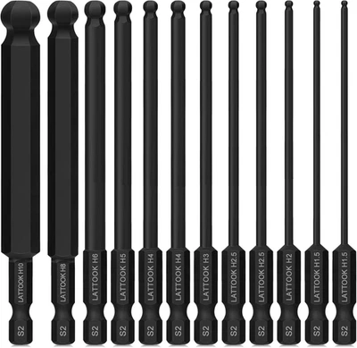 Ball End Hex Head Allen Wrench Drill Bit Set, 12PCS Metric Ball End Hex Bit Set - Image 1 of 4