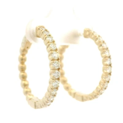 Nuevos aretes tipo argolla grandes de diamantes de 1 quilate de oro amarillo de 14 k con cierre de botón Foto 1 de 4