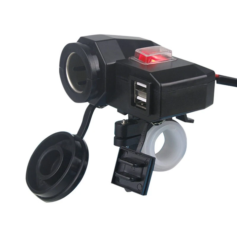 Encendedor de cigarrillos 12V para motocicleta 5V USB puerto de alimentación adaptador toma de corriente cargador Foto 1 de 4