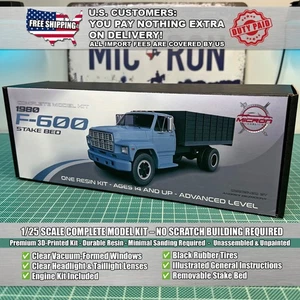 1/25 1980 Ford F-600 Stake Bed Truck Model Kit with Engine, Clear Parts & Tires - Picture 1 of 9