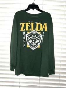 Nintendo Legend of Zelda Men’s Green Long Sleeve Graphic T-Shirt - Picture 1 of 2