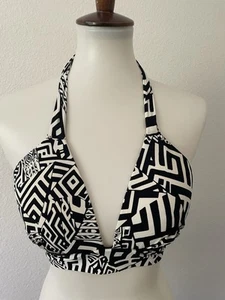 Kenneth Cole Swim Women Sz 36 B/C Bikini Halter Top Plunge Print Swimwear - Picture 1 of 8