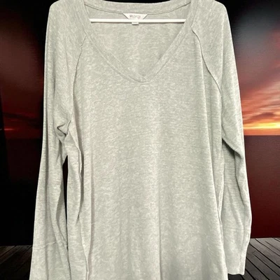 Top Wildfox para mujer gris suave cuello en V manga larga XXL Foto 1 de 4