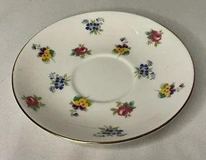 Crown Staffordshire England Fine Bone China Red Yellow Blue Purple Floral Saucer - Picture 1 of 6