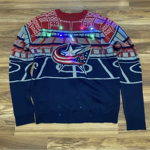 Columbus Blue Jackets Light Up Ugly Christmas Sweater With Bluetooth Speaker L Cover