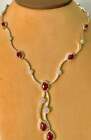 2 Pear Shape & 5 Oval Shape Burma Rubies With 8.80Ct Brilliant Cz Fine Necklace