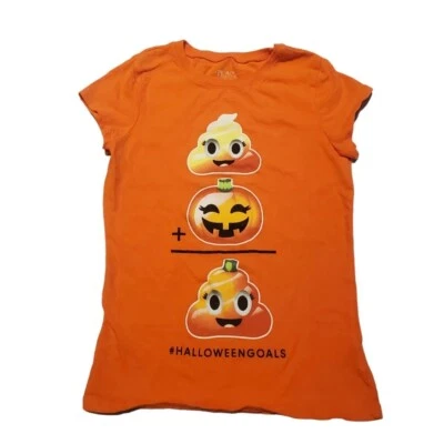Children's Place Orange Halloween Pumpkin Shirt Girls Size 7/8 - Image 1 of 3