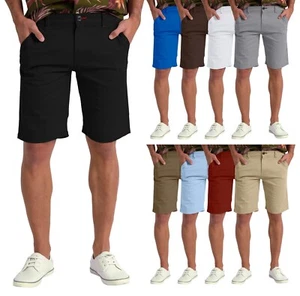 Mens Chino Shorts Slim Fit Casual Stretch Cotton Work Wear Summer Golf Half Pant - Picture 1 of 109