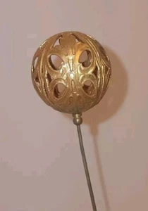 Cappello sfera vittoriana ottone dorato traforato sfera oro globo puzzle antico - Foto 1 di 8
