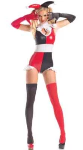 Ladies Jester Costume Harlequin Clown Halloween Adults Fancy Dress Womans Outfit - Picture 1 of 2
