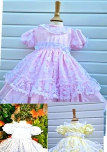 DREAM 0-7 years BABY GIRLS Romany frilly netted layers dress pink blue lemon - Picture 1 of 20