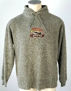 VTG Indiana Jones Adventure Wear Disney Olive Green Knobby Fleece Pullover Small - Picture 1 of 5