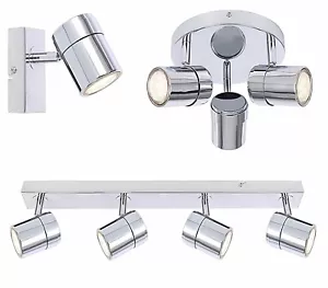 Luces de techo LED ajustables GU10 modernas de pared cromada de 1/3/4 vías luces puntuales - Imagen 1 de 15