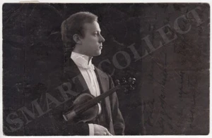 1907 RUSSIA Violinist with Violin after Concert in Revel Exchange Hall SIGNED Ph - Picture 1 of 2