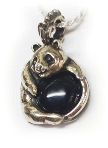 Panda mit Onyx Stein Silber Anhänger - Bild 1 von 3