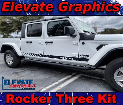 Balancín lateral 2019-2026 para Jeep Gladiator/Wrangler Stripes tres calcomanías de vinilo Foto 1 de 4