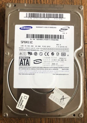 SAMSUNG 40GB 3.5” SATA Hard Drive SP0411C - Image 1 of 2