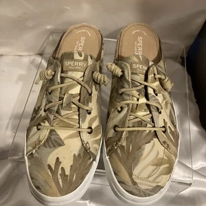Sperry Top-Sider Crest Vibe Mule Sneakers Canvas Tan/Brown Shoes Womens Size 12 - Picture 1 of 15