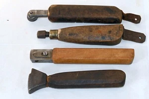 Vintage 4 Leatherwork Tools Fudge Wheel 2 Glazing Irons Seat Wheel No1 - Picture 1 of 20