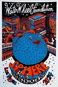 Poster Phish Sfera Jim Pollock Ruota Acqua Stampa AE 91/125 Las Vegas 2024 - Foto 1 di 2