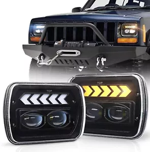 2pcs 5x7" 7x6" LED Headlights DRL For Ford F-250, 150, Ford E-450 Toyota Pickup - Picture 1 of 10
