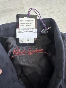 Nueva Camisa Negra Con Etiquetas $260 Robert Graham Hombre XL 100% Seda - Imagen 1 de 3