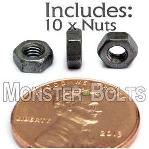 M3-0.5 / 3mm - Qty 10 - Metric Hex Nuts DIN 934 Black Plain Steel Coarse Thread - Picture 1 of 3