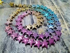 Electroplated Non Magnetic Hematite, Rainbow Stars, 8.5x9x2.5mm, Approx 60 pce - Picture 1 of 3