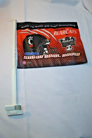 Cincinnati Bearcats 2010 SUGAR BOWL BOUND Car AUTO FLAG NEW Big East CHAMPIONS Cover
