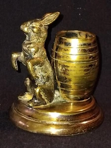 Zahnkurhalter aus versilbertem Metall HASE STEHEND UND FASS Rabbit 6 cm - Bild 1 von 9