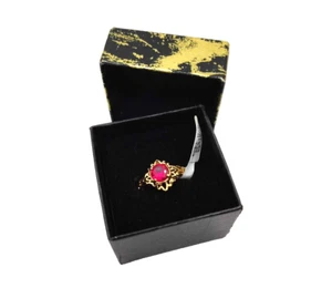 14KT H.G Electro Plated Gold Ring with Synthetic Ruby Lab Grown Size 8 Women's - Picture 1 of 7