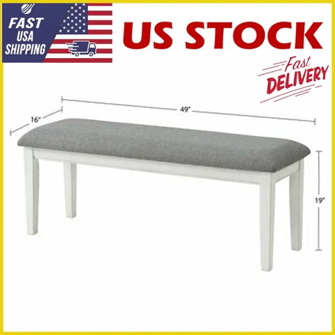 Del Mar Dining Bench Antique White and Grey Linen Cover