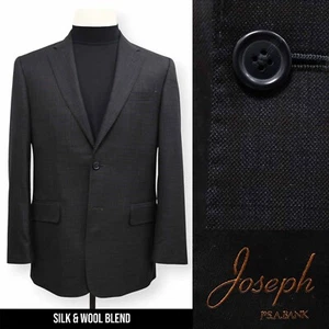 JOSEPH JOS A BANK mens gray grid SILK WOOL sport coat suit jacket blazer 39 40 R - Picture 1 of 15
