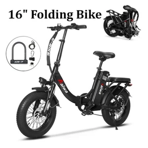 16" Bicycle Bikes E-bike 16" Folding Electric 750W Commuter ebike with 2 Seats - Picture 1 of 9