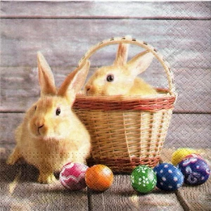 SERVIETTES EN PAPIER PAQUES LAPINS PANIER OEUFS. PAPER NAPKINS EASTER RABBITS - Imagen 1 de 1