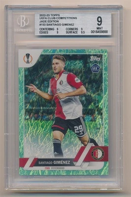 SANTIAGO GIMENEZ 2022-23 TOPPS UEFA CLUB COMPETITIONS JADE EDITION #153 BGS 9 - Image 1 of 2