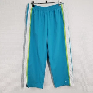 Vintage Y2k Nike Track Pants Womens Large Blue Cropped Athletic Warm Up Swoosh - Picture 1 of 20