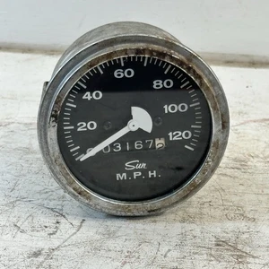 VINTAGE SUN 120 MPH BLACK & WHITE 3 1/2" Car Truck Ratrod SPEEDOMETER GAUGE - Picture 1 of 11