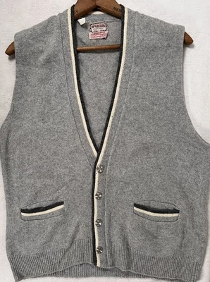 Chaleco Suéter Vellón McGregor Cordero Vintage Años 50 Mezcla Lana Mediana Rayas Gris Foto 1 de 4