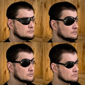 4 in 1 kit, occluder black leather eye patch, pirate eye patch, cosplay - Picture 1 of 10