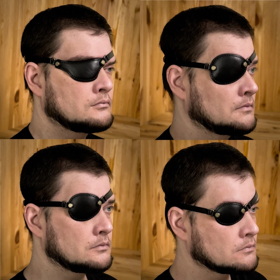 4 in 1 kit, occluder black leather eye patch, pirate eye patch, cosplay - Image 1 of 4