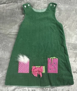 Vtg Bailey Boys Girls Reversible Corduroy Christmas Holiday Green Dress Size 4 - Picture 1 of 12