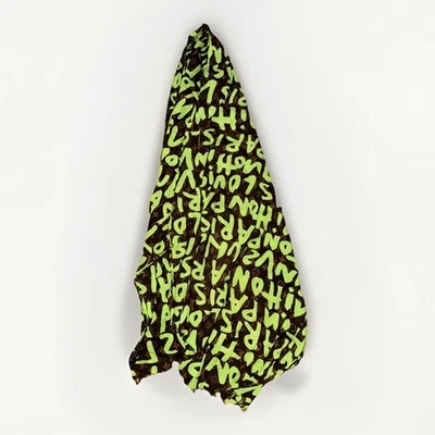 Louis Vuitton x Stephen Sprouse Bufanda Graffiti Marrón Verde Monograma Envoltura de Seda Foto 1 de 3