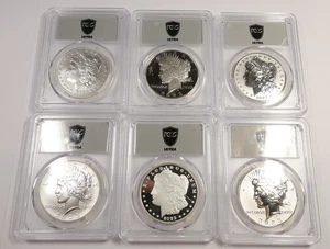 2023 P S PCGS ULTRA MS REV PR 70 - Silver Morgan Peace Dollar 6 Coin Set #55419M - Picture 1 of 12