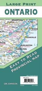 Mapa de ruta provincial de Ontario, Canadá, con letra grande fácil de leer según GMJ Maps - Imagen 1 de 1