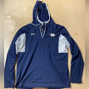 Under Armour Navy and Gray Athletic Pullover Hoodie Notre Dame Logo Medium (NN) - Picture 1 of 11