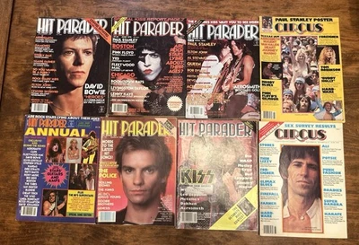 HIT PARADER CIRCUS MAGAZINE Lot 8  1979-88 KISS  Bowie Aerosmith Pink Floyd - Image 1 of 4