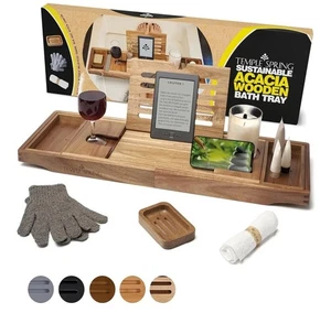 Badewannenablage aus Holz, Badaccessoires aus Akazie, Badewannenablage für Wanne TempleSpring - Bild 1 von 14