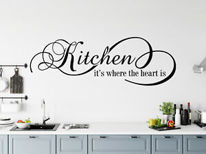 Kitchen It's Where The Heart Is Vinyl Wall Art Quote Phrase Decal Sticker 014