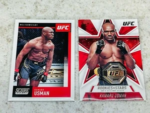 2 Cards - 2021 Panini Score & Rookies and Stars UFC KAMARU USMAN PWE - Foto 1 di 2
